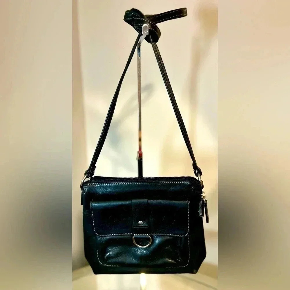 Gently Used FOSSIL Black Leather Crossbody Bag